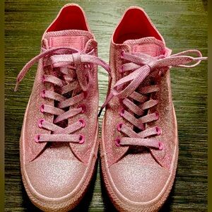 Converse Chuck Taylor All Star Ox Glitter Shoes Pink Mens 9 Womens 11